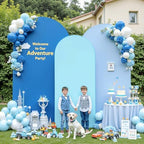 Set of 3 Arch Backdrop Covers(6ft, 5ft, 4ft) - Premium Stretchy Spandex Backdrop Arch Stand Cover for Baby Shower,Wedding,Party Decor Chiara Cover with Double-Sided Design(Blue) - Image 2