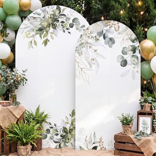 Mindsoft 2 Set Sage Green Floral Arch Backdrop Cover Stretchy 7.2ft 6.6ft by Mindsoft