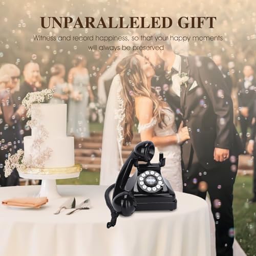 Audio Guest Book Wedding Phone,Audio GuestBook,Phone GuestBook,Bridal Shower Party Gifts, Vintage Guest Book Telephone Record Customized Voice Message for Your Wedding Party (Retro Black) - Image 5