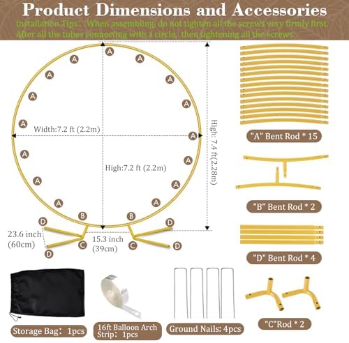 Antizz 7.2FT Round Balloon Arch Stand for Party Decoration - Image 5
