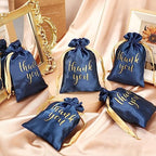 Roowest 4 x 6 Inch 100 Pcs Thank You Satin Gift Bags, Navy Blue - Image 4