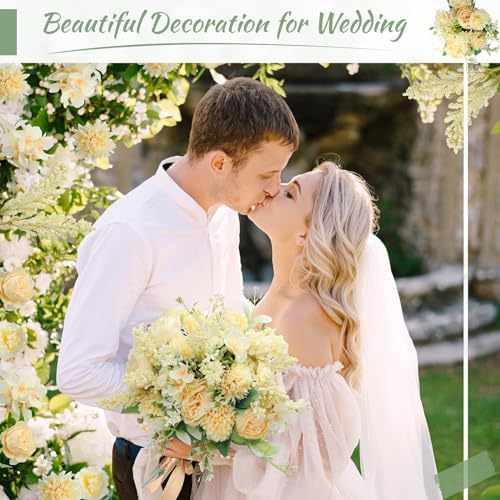 Zeyune 8 Pcs 13.4 Inch Artificial Flowers Bouquet,Peony,Champagne - Image 4