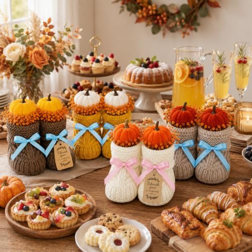 4 Sets Baby Shower Booties Table Centerpiece, Crochet Knitted Baby Booties - Image 4