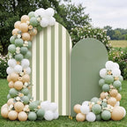 Sage Green 2 Set Striped & Solid Ripple Arch Backdrop Cover by Unknown