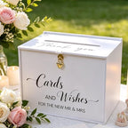 Large Card Box with Lock, Elegant White Wedding Card for Reception by SOFARKKTPARTYCARDBOX