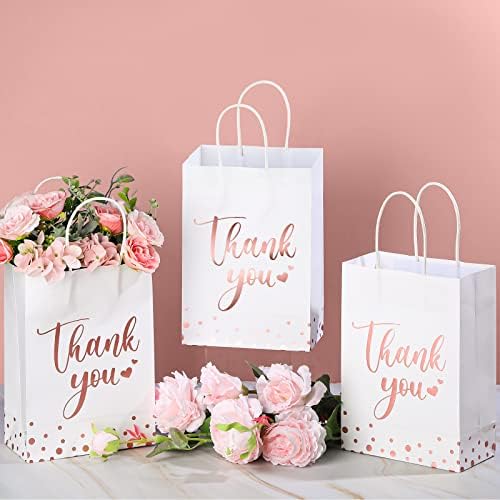 PerKoop 60 Pack Thank You Paper Gift Bags, Classic, Rose Gold - Image 2