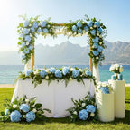 Auihiay 64pcs Blue Hydrangea Artificial Flowers, Artificial Hydrangea Flowers with Stems, Faux Hydrangea Flowers for Wedding Centerpieces, Baby Shower, Birthday Party Decoration - Image 7