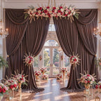 20x12ft Brown Backdrop Curtains for Parties Wrinkle Free Fabric Backdrop Curtain Birthday Photo Drapes Backdrop for Wedding Baby Shower Bridal Shower Photo Shoot Photography Back Drop 4 Panels 5x12FT - Image 4