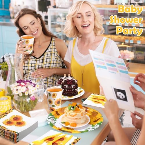 Pickmesh 400 Pcs Sunflower Party Supplies Paper Plates and Napkins Serve 50 - Image 5