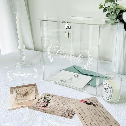 OurWarm Clear Card Boxes with Lock - Gift Card Box Money Box Holder for Reception, Anniversary, Shower, Rustic Wedding Decorations, Birthday, Graduation - Image 6