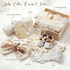 Golray Wooden Baby Gift Basket Newborn Girls Baby Shower Gifts Cloth Set with Bodysuit/Soft Shoes/Socks/Blanket/Bib/Headband/Wood Milestone, New Born Baby Girl Clothes Gender Reveal Gift Stuff - Image 2