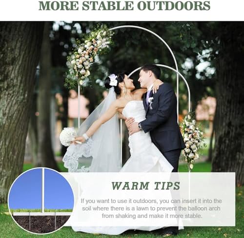 Wedding Arch Backdrop Stand Set of 2, White Metal, 7.3FT & 6FT - Image 6