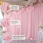 40ft x 10ft Peach Pink Backdrop Curtains, Wrinkle-Free Sheer Chiffon Fabric Photo Backdrop Drapes for Wedding Arch Party Ceremony Stage Photography Decorations - Image 6