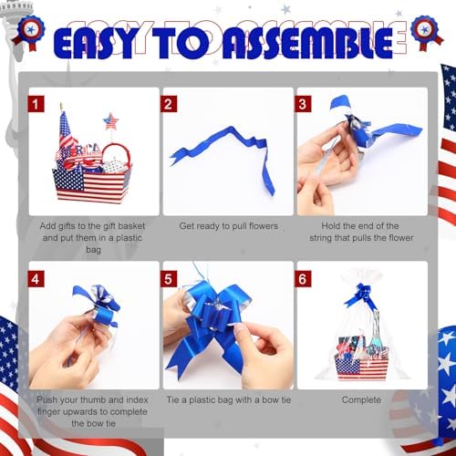 Funnymoom 24 Pcs 4th of July Gift Basket Empty, Patriotic American Flag - Image 4