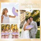 50Set Wedding Hand Fans Party Favors Purple Paper Folding Handheld Fans Bulk, DIY Bamboo Fans with Thank You Cards Organza Bag for Guests Summer Bridal Dancing Props Church Decoation - Image 7