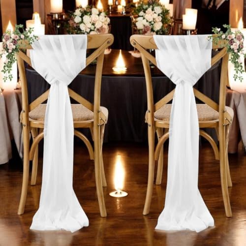 MDS Pack of 125 Chiffon Chair Sashes for Wedding & Event Décor - Ivory - Image 6