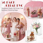 LEIFIDE 50 Pcs Plastic Clear Gift Bags with Handles,11.8 X 13.8 X 4.7 Inch - Image 5
