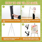 AROIC 63 "Easel Stand for Display, 6 Pack Portable Foldable Metal Easel - Image 4