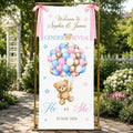 Personalized Gender Reveal Welcome Banner Linen Bear by Custom