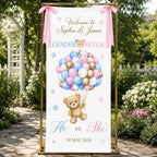 Personalized Gender Reveal Welcome Banner Linen Bear by Custom