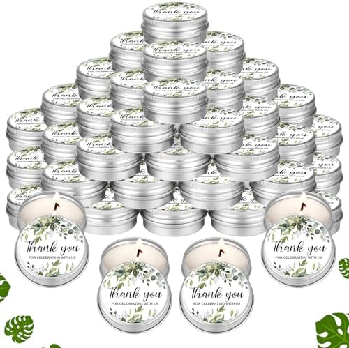 MTLEE 50 Pcs Greenery Wedding Candles Gift Favors for Guests 1 Oz by MTLEE