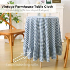 Dust Blue White Gingham End Table Nightstand Tablecloth Dia.51 - Image 4