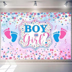 12x8 FT Gender Reveal Backdrop Blue Pink Bear Boy or Girl Background Sign Decorations Banner New Born Baby Shower Baptism Kids Birthday Party Photo Shoot Supplies (Boy or Girl) by Unknown