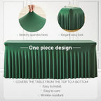 6 Packs Green Table Clothes for 6 Foot Rectangle Tables, Wrinkle Resistant Stretch Spandex Table Covers Fitted Tablecloth with Skirt for Event Banquet Wedding Birthday Party - Image 2