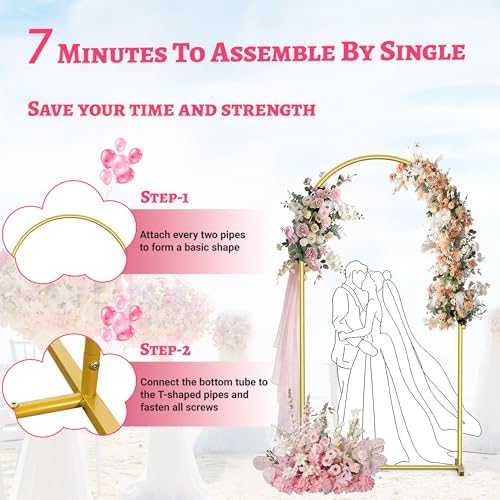 7.2FT Arch Backdrop Stand, Gold Metal Arch Stand for Wedding - Image 5