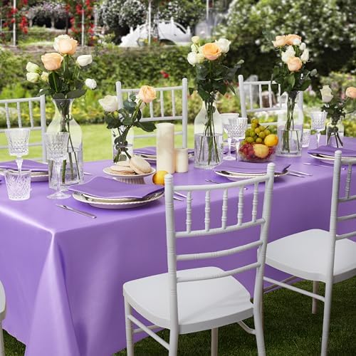 6 Pack Satin Table Cover, Light Purple, 60 x 102 Inches - Image 4