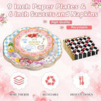 FillTouch 50 Sets Wonderland Paper Tea Cups and Saucers for Tea Party - Image 5