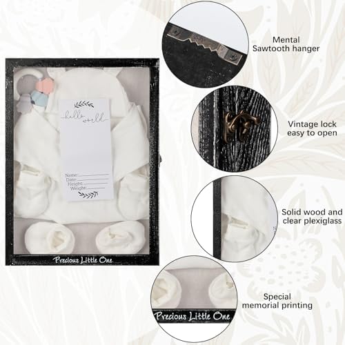 Jetec 12 x 16 Baby Shower Shadow Box Keepsake Frame, Black - Image 3