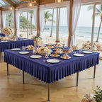 Wish Care Navy Blue Spandex Tablecloths for 60x60 Inch Square Tables, Stretch Fitted Table Clothes with Pleated Ruffle Skirt for 60” Table, Wrinkle Free and Elastic, for Party Kitchen Home Dining - Image 7