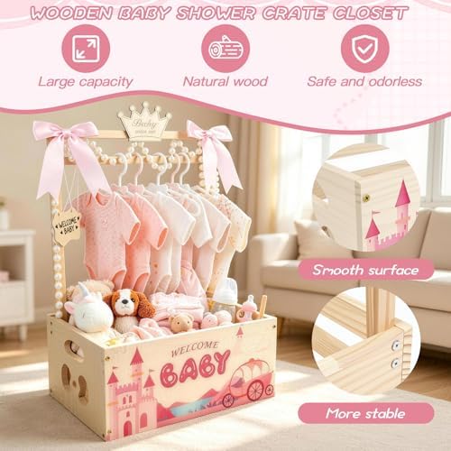 Wooden Baby Shower Crate Closet, Baby Shower Gift Basket for Newborn Gifts - Image 4