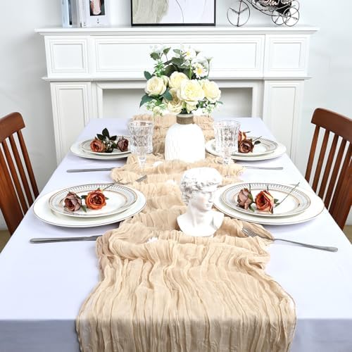 12 Pack 23 x 120 Inch Beige Table Runner 10Ft Cheesecloth - Image 3