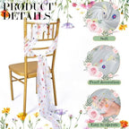 Moukeren 16 Packs Chair Sashes Wedding Decorations 8ft Colorful Floral - Image 6