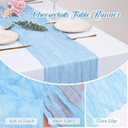 12 Pack Light Blue Cheesecloth Table Runners 21x120 Inch Boho Gauze Table Runner 10FT Long Rustic Sheer Baby Blue Table Runner for Baby Shower,Wedding,Party,Birthday,Home Table Decor - Image 5