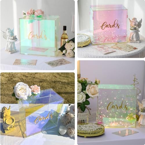 Acrylic Wedding Card Box with LED Lights, Colorful Gift Card Box for Party - Image 6