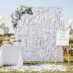 Silver Sequin Backdrop Curtain 2 Panels 2ftx8ft 18mm Glitter Shimmer Background Drapes for Wedding Party Baby Shower Photo Booth Decorations - Image 3
