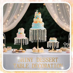 Metal Mirror Cake Stand Set with Crystal Pendants - Elegant Dessert Table Display for Weddings, Birthday Parties, Baby Showers, Events - Sturdy Crystal Bling Cupcake Stands for Pastries, Sweets, Decorations (Gold, Set of 6) - Image 6