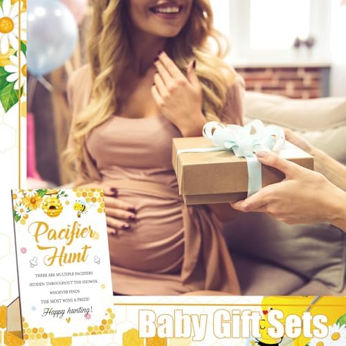 Sherr 476 Pcs Bee Baby Shower Games Yellow, Pacifier Hunt Belly Measuring - Image 5