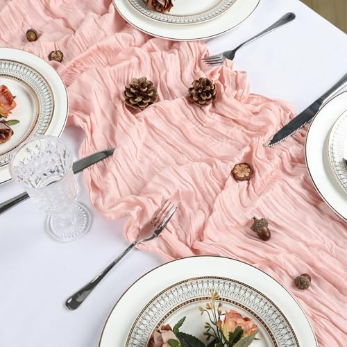 12 Pack 23 x 120 Inch Blush Pink Table Runner 10Ft Cheesecloth - Image 4