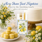 Italian Napkins,100 Pack Airlaid Paper Pocket Napkins,Lemon for Weddings - Image 3