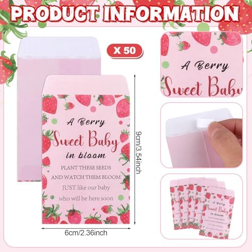 50 Sets Strawberry Baby Shower Favors for Berry Sweet Baby In Bloom Theme - Image 3