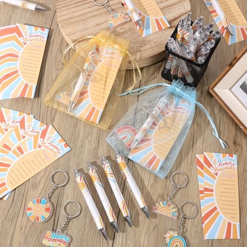 289 Pieces Sun Baby Shower Gifts for Guest Here Comes the Son Ballpoint Pens and Keychains Favors Bulk Retractable Baby Shower Pens Gender Reveal Thank You Cards Souvenirs Prizes - Image 4