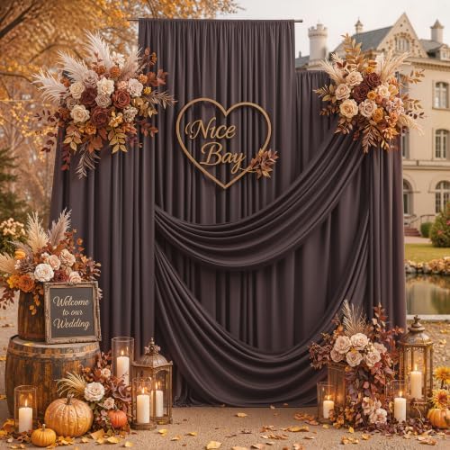 50ft x 15ft Brown Backdrop Curtains, Wrinkle Free Drapes Back Drop Cloth - Image 6
