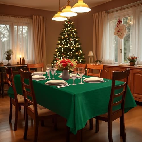 Fitable 2 Pack Hunter Green Faux Linen Tablecloths Rectangle 60x120 Inch - Image 7
