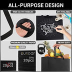EUSOAR Large Gift Wrap Bags Bulk, 50 Pack 12.5x4.5x11 inches Black Paper Bags with Handles, Heavy Duty Totes for Wedding, Grocery, Boutique, Retail, Business, Party Favors, Baby Showers, Birthdays - Image 3