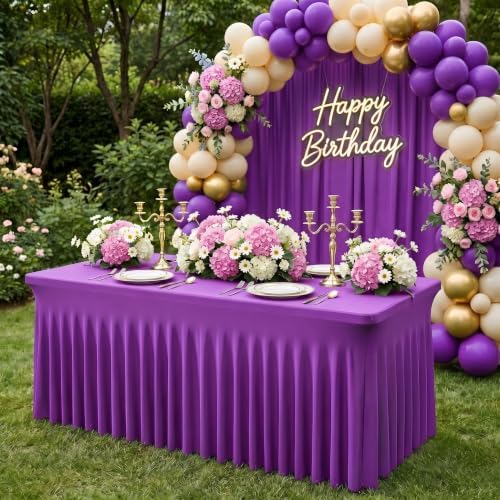 2Pack Spandex Tablecloth for 6FT Rectangle Tables,Table Skirt - Image 2