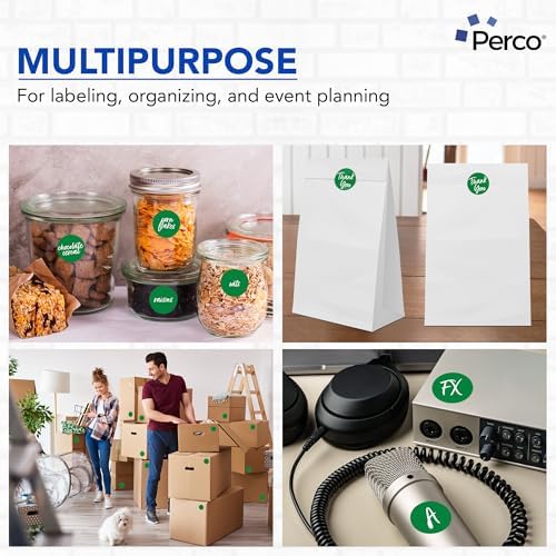 Perco Green Perforated Round Circle Dot Sticker 2-Inch Labels — 3 Rolls, 1,500 Stickers - Product Labels, Shelf Tags & Inventory Organization, Strong Adhesive - Made in USA - Image 3